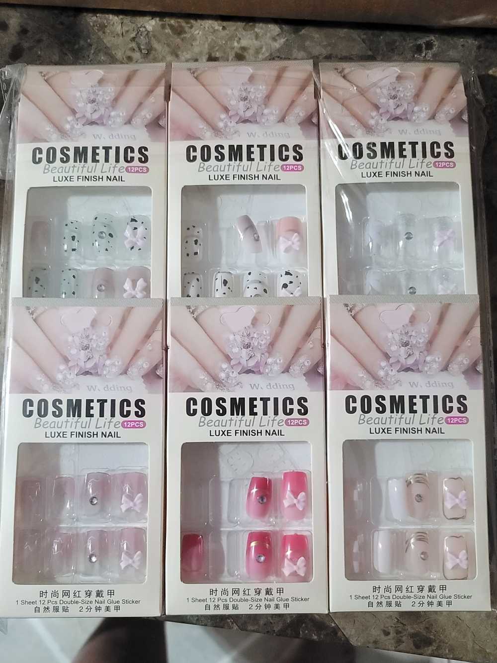 Luxe Finish Press On Nails - Pink & Clear Designs